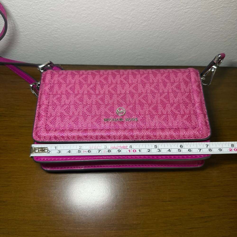 Michael Kors Jet Set Travel Logo Crossbody Wallet Bag Pink - Picture 8 of 10